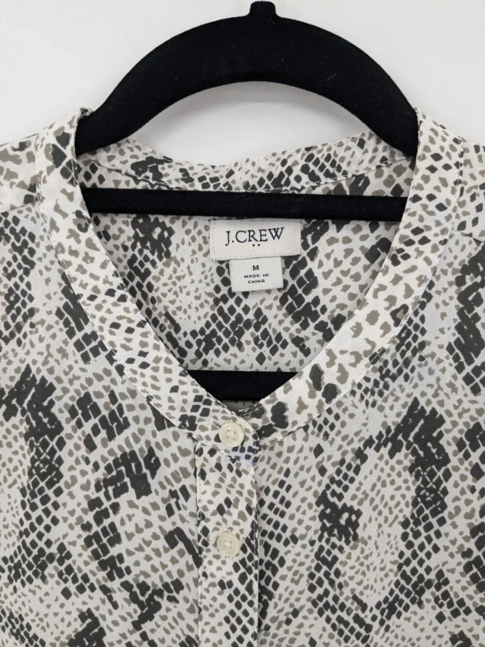 J.Crew Snake Print Button Front Top Long Sleeve Lightweight Office Career Medium